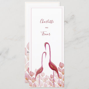 Elegant Watercolor Flamingos, Gold And Pink Card