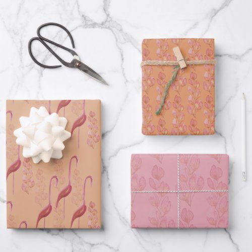 Elegant Watercolor Flamingos Gold And Pink Wrappi Wrapping Paper Sheets