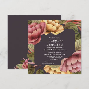 Elegant Watercolor Floral 50th Birthday Party Invitation