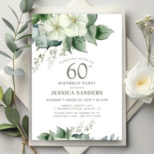 Elegant watercolor floral 60th birthday party invitation