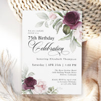 Elegant Watercolor Floral 75th Birthday