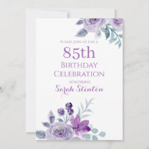 Elegant Watercolor Floral 85th Birthday