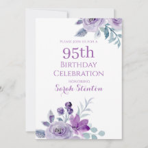 Elegant Watercolor Floral 95th Birthday