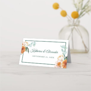 Elegant Watercolor Floral Autumn Wedding Place Card