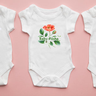 Elegant Watercolor Floral Baby Bodysuit   New Baby