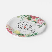 Elegant Watercolor Floral Baby / Bridal Shower Paper Plates (Angled)