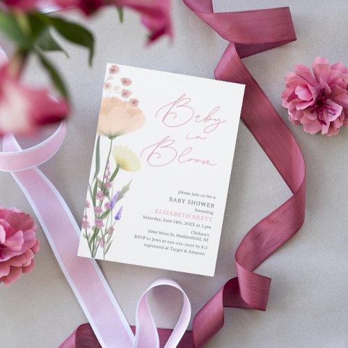 Elegant Watercolor Floral Baby Shower Invitation