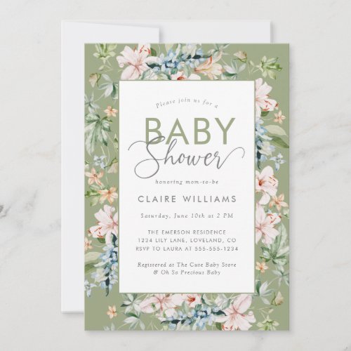 Elegant Watercolor Floral Baby Shower Invitation