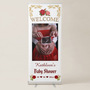 Elegant Watercolor Floral Baby Shower Photo Retrac Retractable Banner