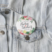 Elegant Watercolor Floral Baby Shower Pinback Button (In Situ)
