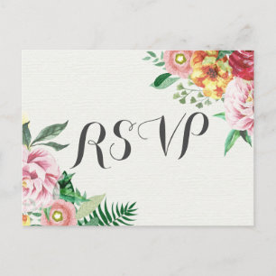 Elegant Watercolor Floral Baby Wedding Shower RSVP Invitation Postcard