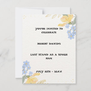 Elegant Watercolor Floral Bachelor Party Invitation