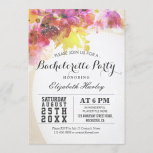 Elegant Watercolor Floral Bachelorette Party invit Invitation