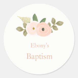 Elegant Watercolor Floral Baptism Sticker
