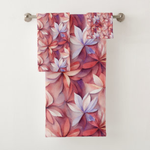 Elegant Watercolor Floral Bath Towel Set