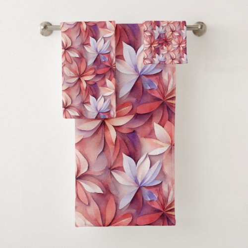 Elegant Watercolor Floral Bath Towel Set