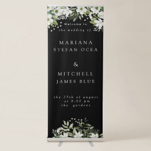 Elegant watercolor floral black and white wrappin retractable banner