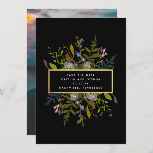 Elegant Watercolor Floral Black Background Photo S Save The Date