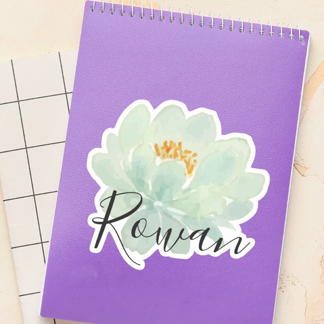 Elegant Watercolor Floral Black Script Name Sticker (Creator Uploaded)