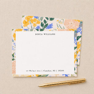 Elegant Watercolor Floral Border Note Card