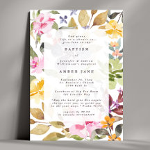 Elegant Watercolor Floral Botanical Baptism