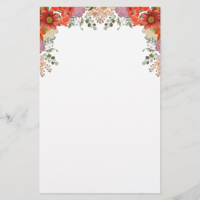 Elegant Watercolor Floral Botanical  Stationery (Front)
