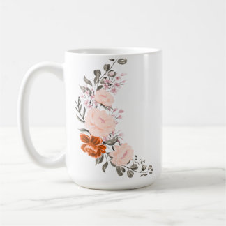 Elegant Watercolor Floral Bouquet and Botanical Coffee Mug