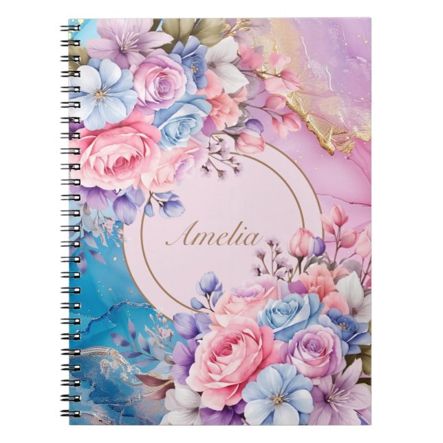 Elegant Watercolor Floral Bouquet Notebook (Front)