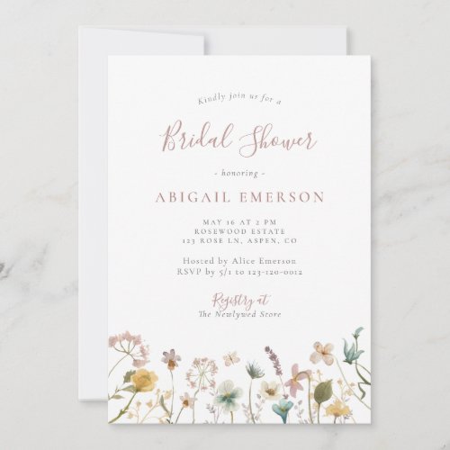 Elegant Watercolor Floral Bridal Shower Invitation