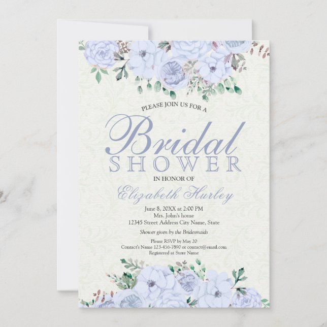 Elegant Watercolor Floral Bridal Shower Invitation (Front)