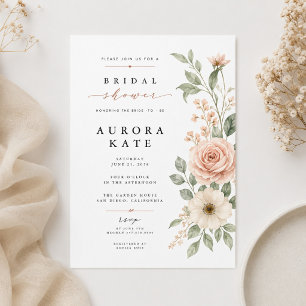 Elegant Watercolor Floral Bridal Shower Invitation