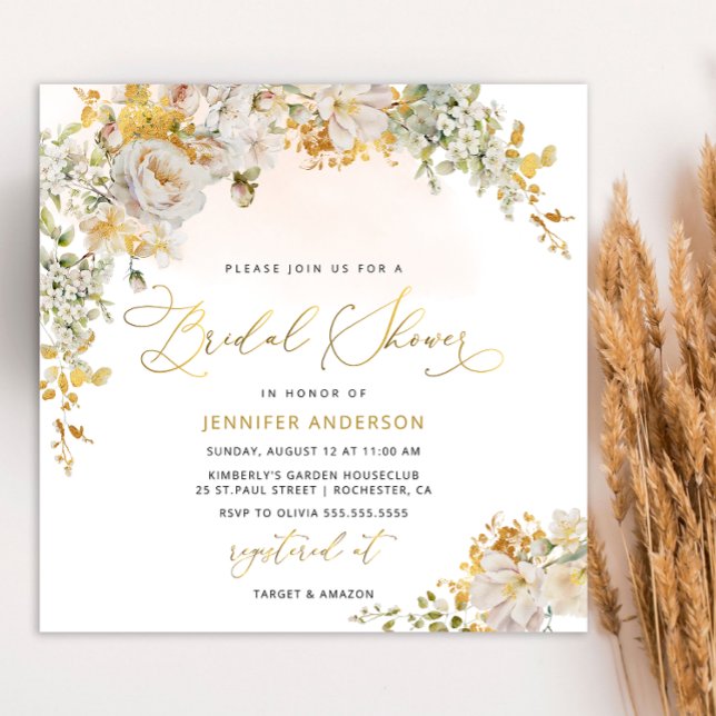 Elegant Watercolor Floral Bridal Shower Invitation (Creator Uploaded)