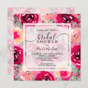 Elegant Watercolor Floral Bridal Shower Invitation by PartyInvitationShop at Zazzle