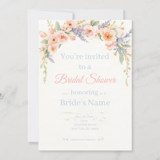 Elegant Watercolor Floral Bridal Shower Invitation