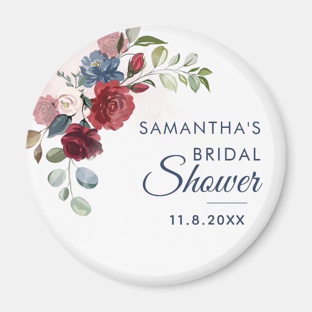 Elegant Watercolor Floral Bridal Shower Magnet (Front)