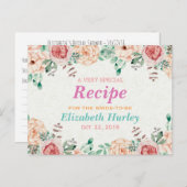 Elegant Watercolor Floral Bridal Shower Recipe Invitation Postcard (Front/Back)