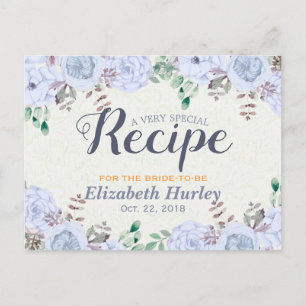Elegant Watercolor Floral Bridal Shower Recipe Invitation Postcard