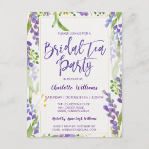 Elegant Watercolor Floral Bridal Shower Tea Postcard