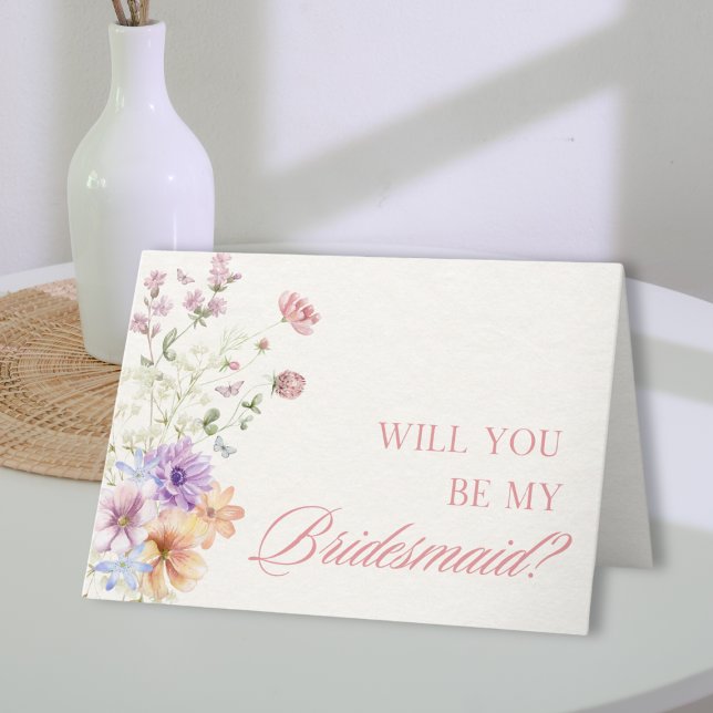 Elegant Watercolor Floral Bridesmaid Proposal Card (Creator Uploaded)