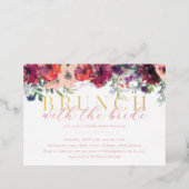 Elegant Watercolor Floral Brunch Bridal Shower Foil Invitation (Standing Front)