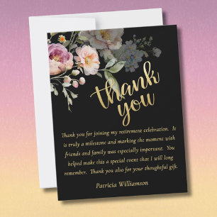 Elegant Watercolor Floral Budget Retirement Thank You Card