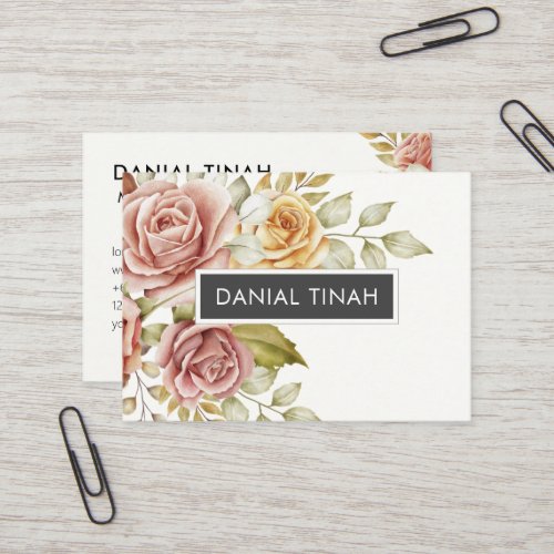 Elegant Watercolor Floral Business Card