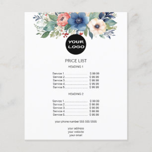 Elegant Watercolor Floral Business Price List Flyer