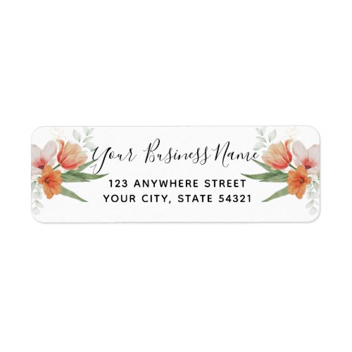 Elegant Watercolor Floral Business Return Address Label
