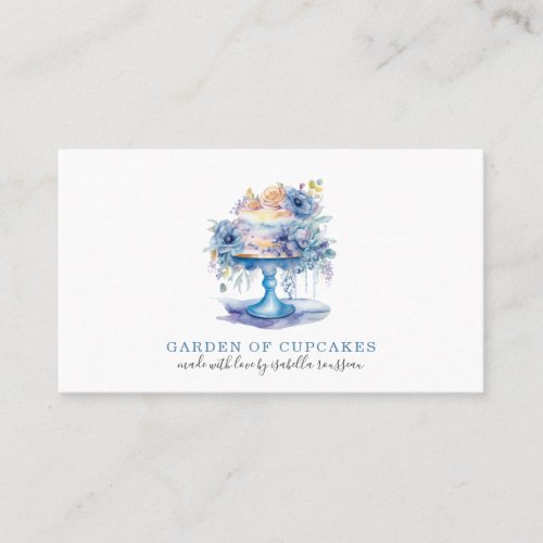 Elegant Watercolor Floral Cake Baker Pastry Chef Business Card