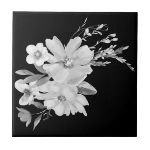 Elegant Watercolor Floral Ceramic Tile
