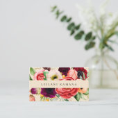 Elegant Watercolor Floral Champagne Business Card (Standing Front)