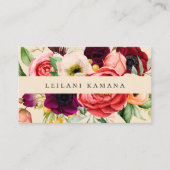 Elegant Watercolor Floral Champagne Business Card (Front)