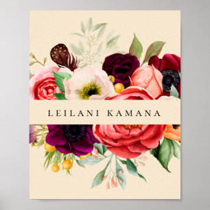Elegant Watercolor Floral Champagne Business Poster
