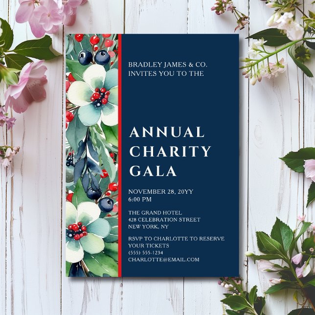 Elegant Watercolor Floral Charity Event Gala Party Invitation (Creator Uploaded)